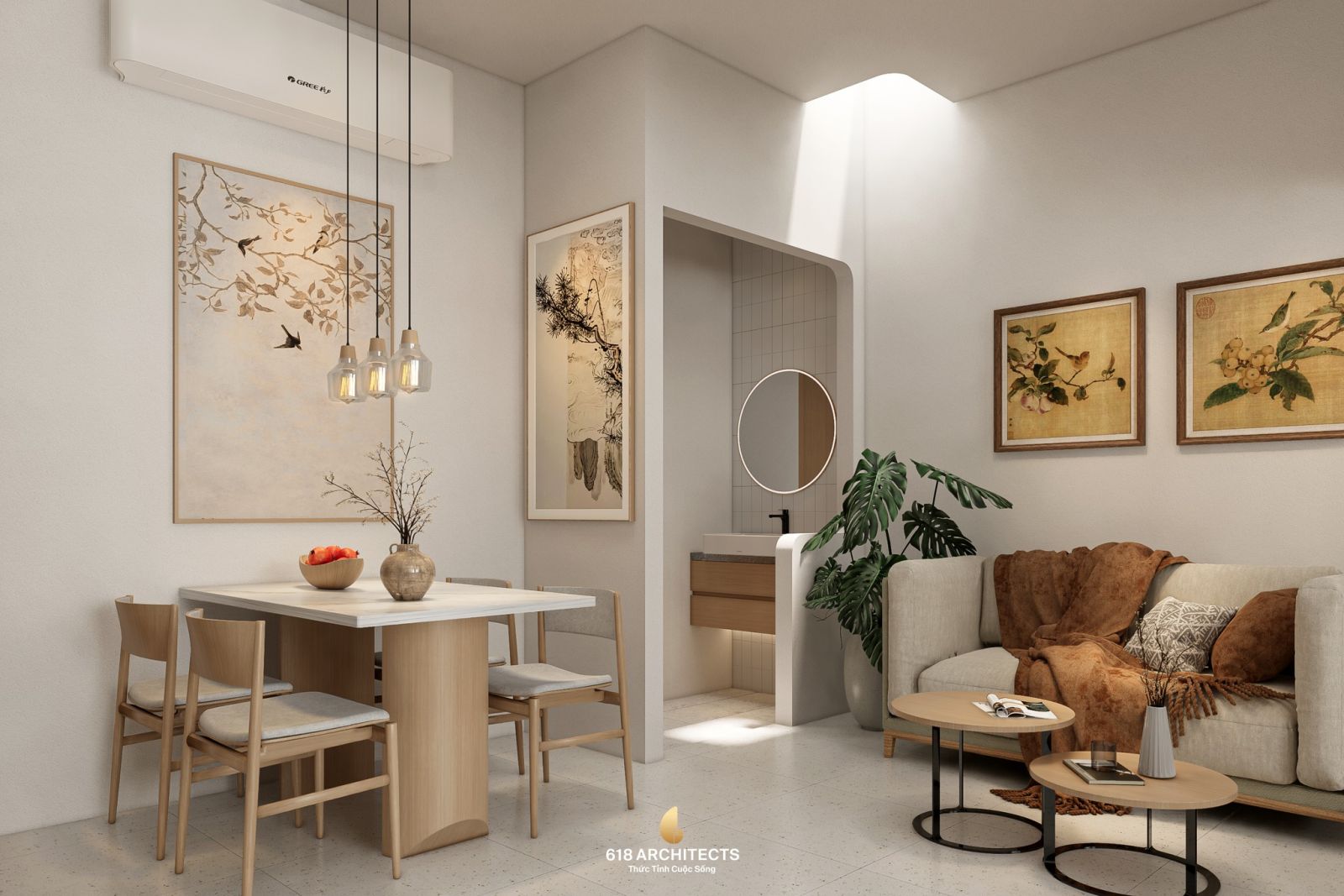 Bố trí một ô giếng trời riêng giúp ánh sáng và không khí tiếp cận trực tiếp