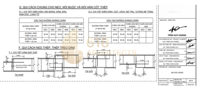 Bản vẽ kết cấu theo cấu tạo không kháng chẩn