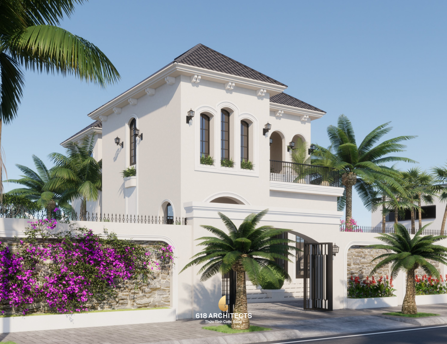 Biệt thự Trần Sâm mang phong cách địa trung hải với gam màu thanh lịch