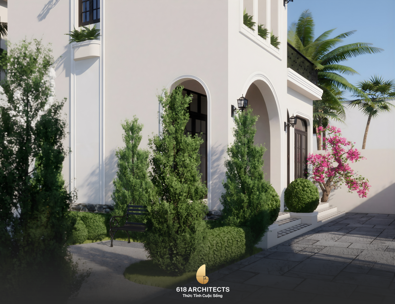 he-cua-vom-cong-mem-mai-cua-biet-thu-dia-trung-hai