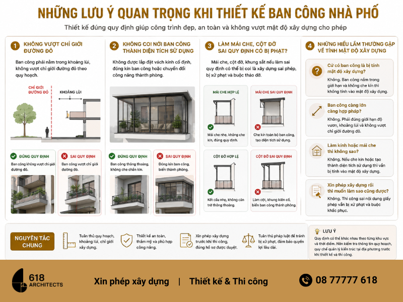 Lưu ý quan trọng khi thiết kế ban công nhà phố