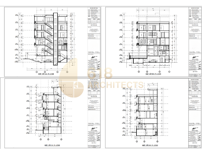 Bản vẽ mặt cắt của ngôi biệt thự