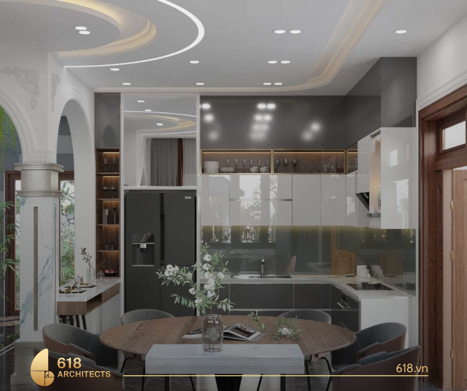 Phong cách thiết kế phòng bếp tân cổ điển, kết hợp hiện đại
