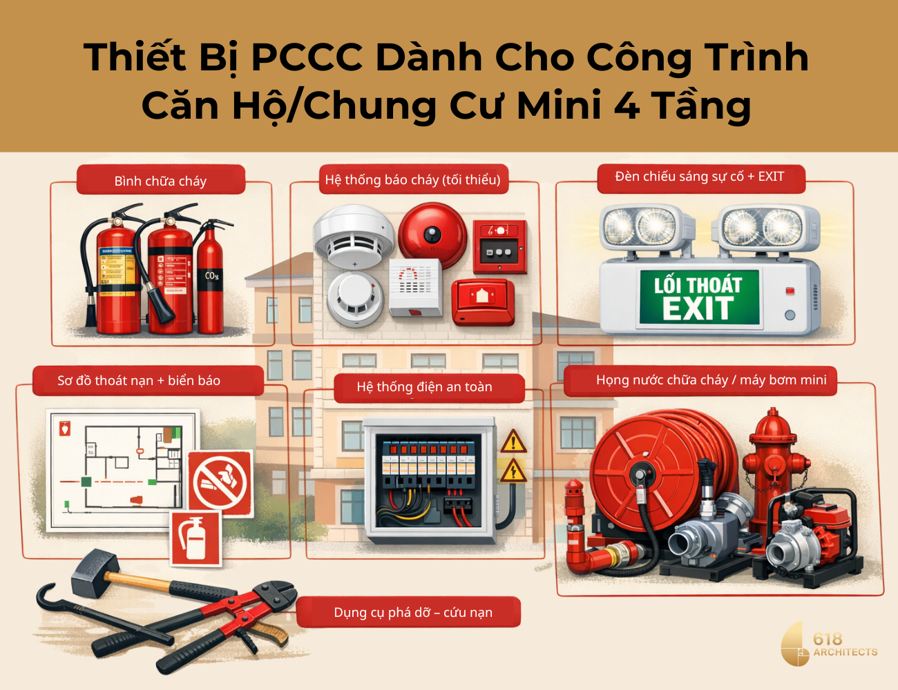 Trang thiết bị PCCC đối với công trình căn hộ/chung cư mini 4 tầng